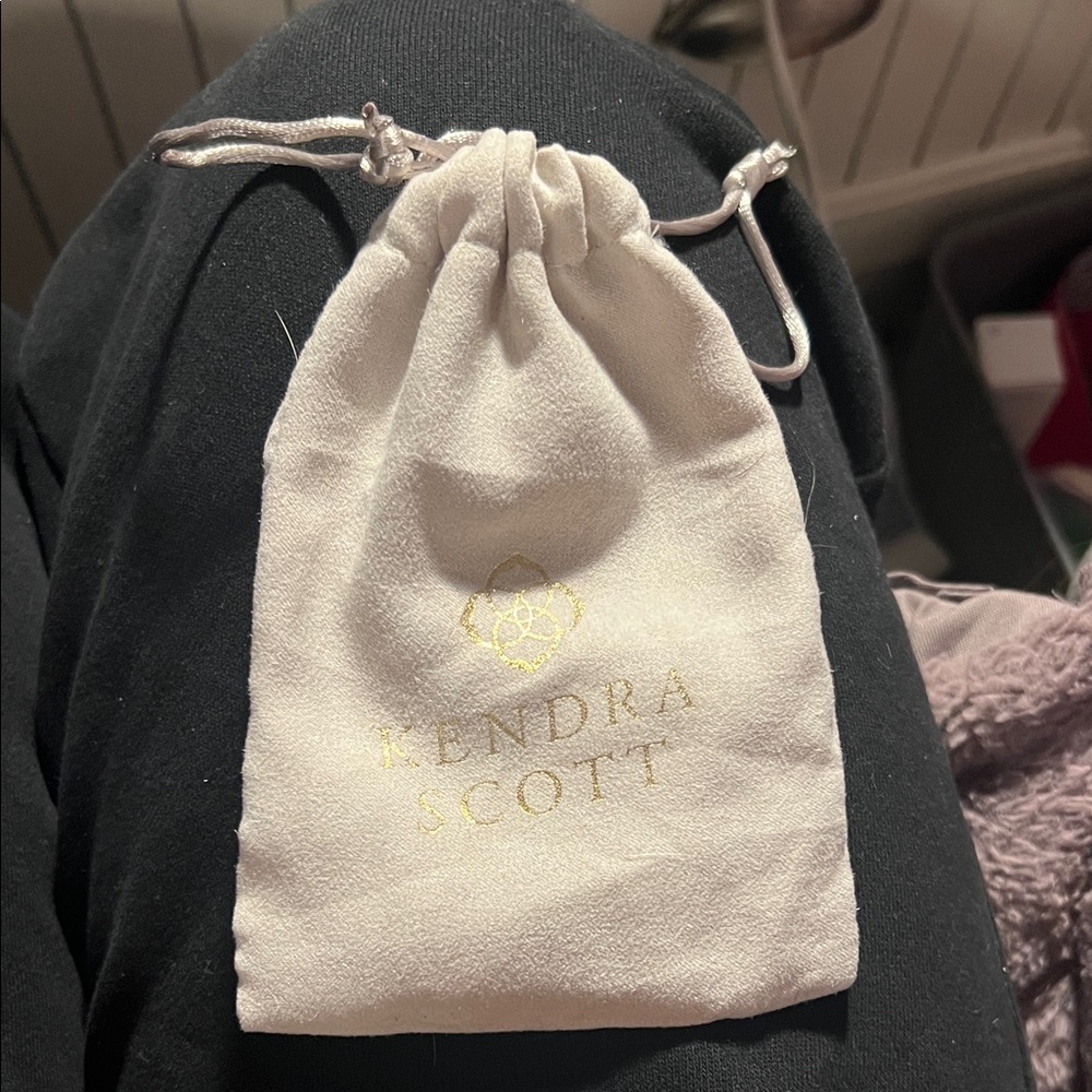 Kendra Scott White Pouch with Gold Logo